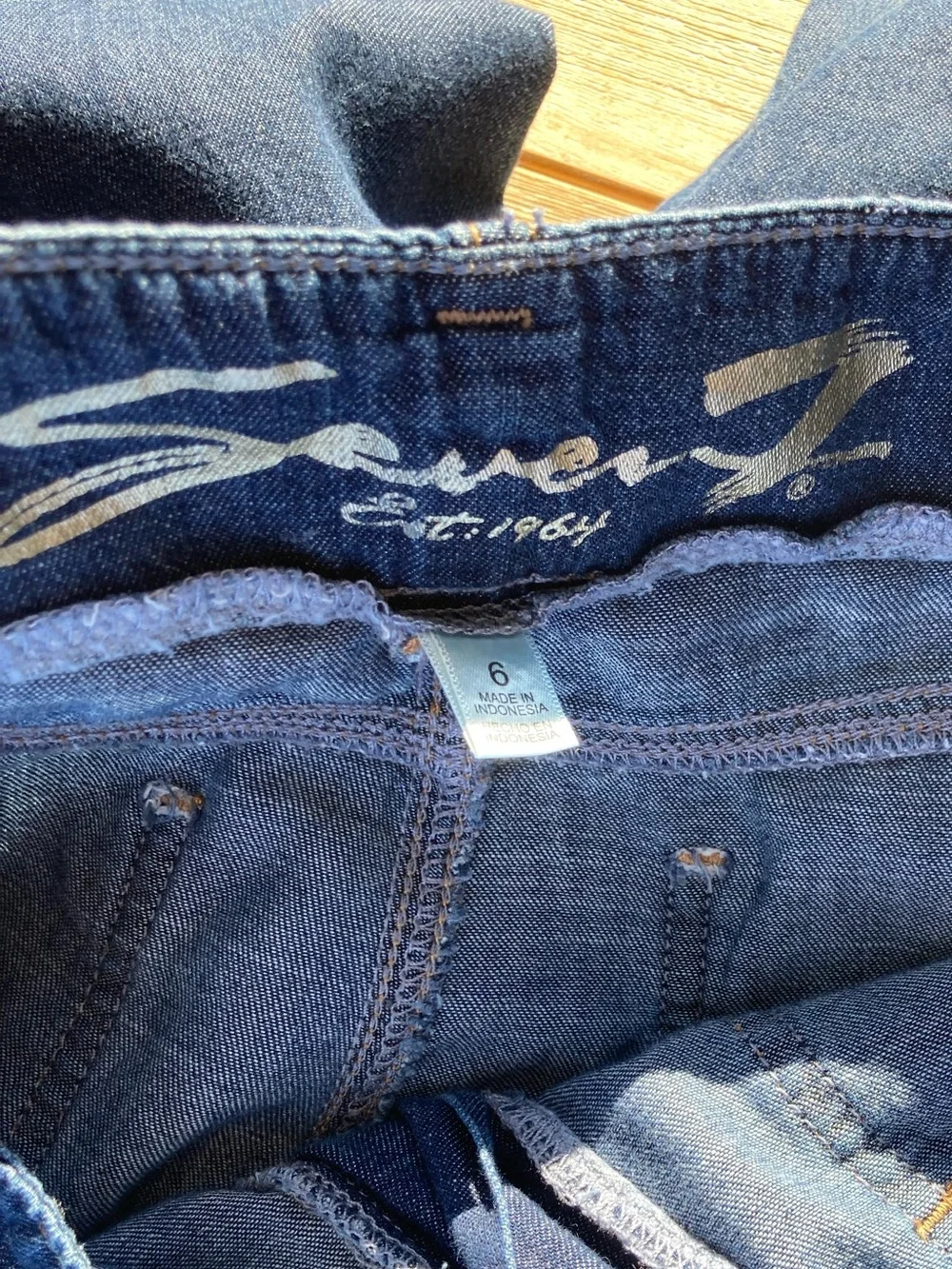 Seven7 Wide Leg Crop Jeans Size 6 Blue Denim High Rise Culotte Pants - Picture 4 of 9